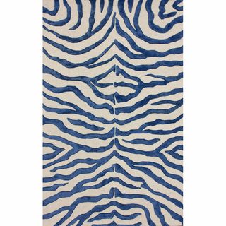Nuloom Handmade Zebra Blue Faux Silk / Wool Rug (5 X 8) (BluePattern AnimalTip We recommend the use of a non skid pad to keep the rug in place on smooth surfaces.All rug sizes are approximate. Due to the difference of monitor colors, some rug colors may