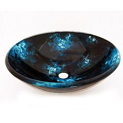 Glass Black/ Blue Sink Bowl