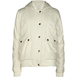 Faux Fur Hood Girls Twill Bomber Jacket Cream In Sizes Small, X Small