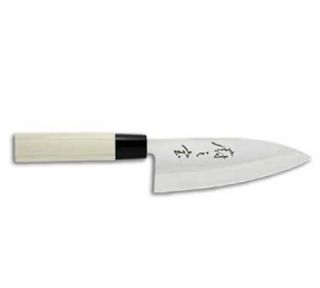 Mercer Cutlery 6 in Deba Utility Knife w/ Single Edge Blade, Rubber Handle, German Steel