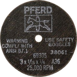 PFERD Type 1 Cutoff Wheel   10 Pk., 3in. x 1/16in. x 1/4in., Model# P6077