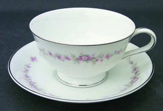 Noritake Rosepoint Footed Cup & Saucer Set, Fine China Dinnerware   Pink Floral