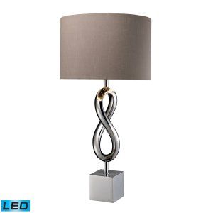 Dimond Lighting DMD D1816 LED Athens Table Lamp with Grey Faux Silk Shade & Silv