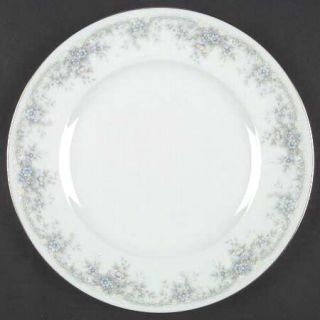 Noritake Limerick Dinner Plate, Fine China Dinnerware   Blue Flowers,Green Ovals