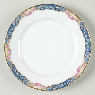 Thun Thu3 Bread & Butter Plate, Fine China Dinnerware   Pink Roses, Blue Floral
