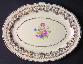 Stetson Stt1 11 Oval Serving Platter, Fine China Dinnerware   Floral Center, Go