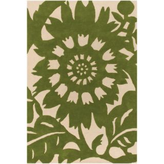 Thomaspaul Green Floral Hand tufted New Zealand Wool Rug (3 X 5)