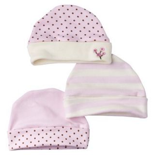 Hudson Baby Newborn Girls 3 Pack Organic Caps   Pink 0 6 Months