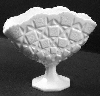 Westmoreland Old Quilt (Milk Glass) Fan Shaped Vase   Stem #500,Milk Glass Block