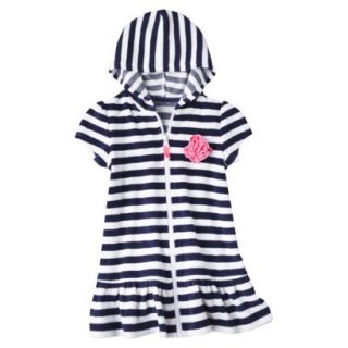 Circo Infant Toddler Girls Hooded Striped Cover Up Dress   Blue 12 M