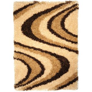 Champagne Tribal Print Shag Rug (5x7)