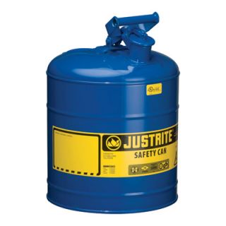 Justrite Type I Safety Fuel Can   5 Gallon, Blue, Model# 7150300