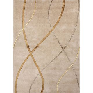 Hand tufted Contemporary Tone on tone Pattern Yellow Rug (5 X 8)