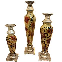 Contempo Glass Polyresin Decorative Candle Holders (set Of 3)