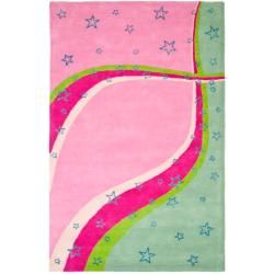 Handmade Childrens Starlight Pink N. Z. Wool Rug (8 X 10)
