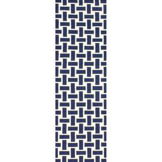 Nuloom Handmade Trellis Flatweave Kilim Navy Wool Runner Rug (26 X 8) (IvoryPattern AbstractTip We recommend the use of a non skid pad to keep the rug in place on smooth surfaces.All rug sizes are approximate. Due to the difference of monitor colors, so