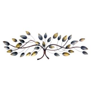 Gold and Blue Leaf and Vine Wall Sculpture