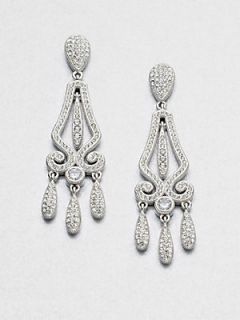 Adriana Orsini Pave Linear Framed Drop Earrings   Silver