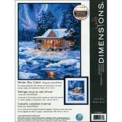 Winter Sky Cabin Needlepoint Kit 11x14 Stitched In Thread