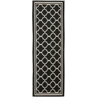 Safavieh Indoor/ Outdoor Courtyard Black/ Beige Polypropylene Rug (23 X 8)