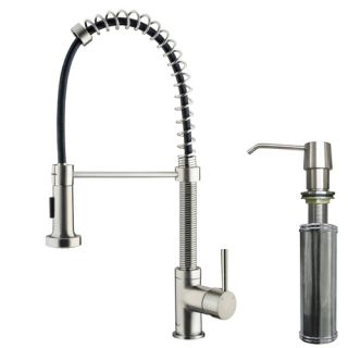 Vigo Industries VG02001STK2 Kitchen Faucet, PullOut Spray w/Soap Dispenser Stainless Steel