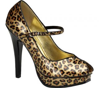 Womens Pin Up Pleasure 02   Gold Cheetah Patent Leather High Heels