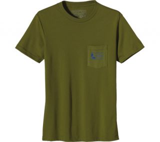 Mens Patagonia Heritage Wave Pocket T Shirt   Willow Herb Green Cotton Shirts