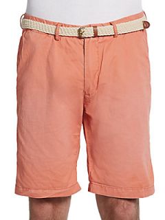 Belted Cotton Shorts   Nectarine