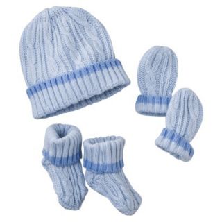 Luvable Friends Newborn Boys Knit Hat, Mitten and Bootie Set   Blue 0 6 M