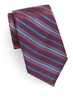Striped Silk Tie   Red