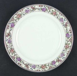 EAMAG Eam10 Dinner Plate, Fine China Dinnerware   Pink,Yellow,Blue Floral Border