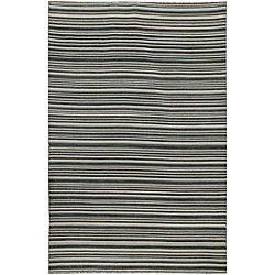 Flat Weave Black/ Grey Wool Rug (8 X 10)