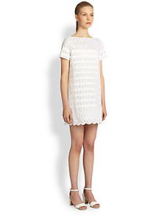Sacai Luck Lace Stripe Mini Dress   Off White