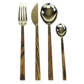 Red Vanilla Queen Sushi 24 piece Simulated wenge wood Flatware Set