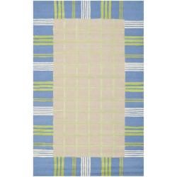 Handmade Childrens Plaid Beige New Zealand Wool Rug (4 X 6)