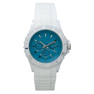 Xhilaration Rubber Bumpy Strap Watch with Decorative Dial   Turquoise/White