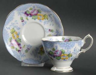 Royal Albert Lovelace Blue Footed Cup & Saucer Set, Fine China Dinnerware   Blue