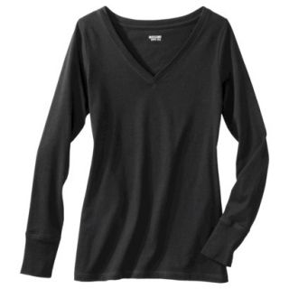 Mossimo Supply Co. Juniors Long Sleeve V Tee   Black S(3 5)