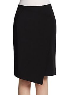 Anson Asymmetrical Faux Wrap Skirt   Black