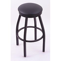 Black Single ring 25 inch Backless Counter Swivel Stool With Black Vinyl Curhion Seat