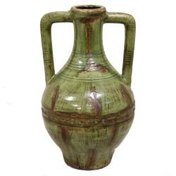 Casa Cortes 18 inch Double handle Ceramic Vase (Emerald green Materials Glazed ceramicPattern Double handle Decorative vaseDoes not hold waterDimensions 18 inches high x 10.5 inches in diameter  )