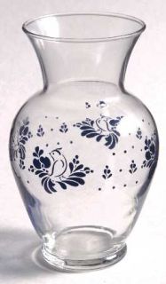 Pfaltzgraff Folk Art Glassware Vase, Fine China Dinnerware   Blue Floral Design