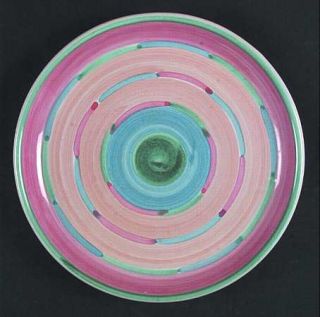 Caleca Cabana Salad Plate, Fine China Dinnerware   Pink,Peach,Blue Concentric Ba