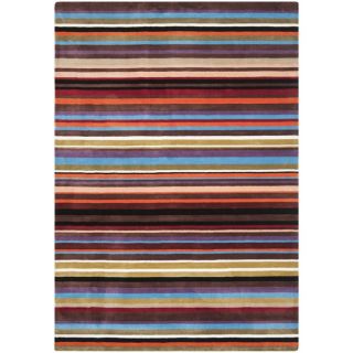 Handmade Rodeo Drive Blue Rainbow Stripe Rug (76 X 96)