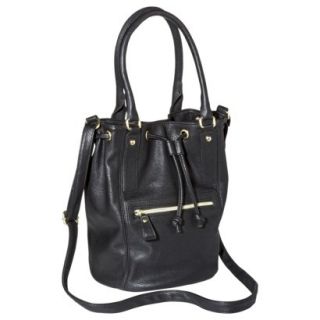Xhilaration Bucket Handbag with Crossbody Strap   Black
