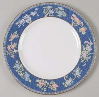 Wedgwood Blue Siam Luncheon Plate, Fine China Dinnerware   Tan Greek Key,Floral