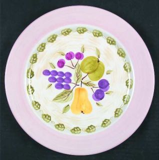 Epoch Frutta Dinner Plate, Fine China Dinnerware   Multimotif Fruit & Color Band