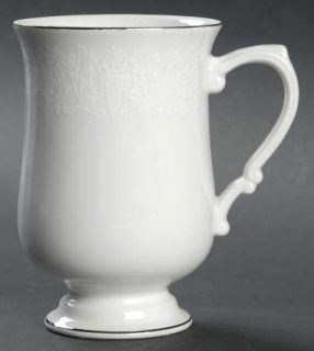 Crown Victoria Lovelace Mug, Fine China Dinnerware   White Flowers & Urns, White
