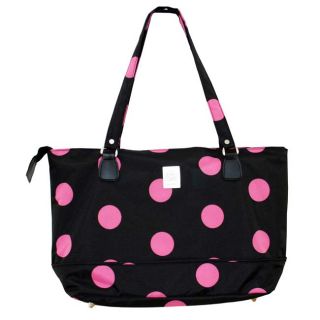 Jenni Chan Womens Black/pink Dots Laptop Tote Bag