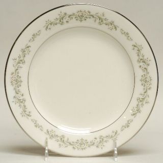 Noritake Parkridge Salad Plate, Fine China Dinnerware   White Daisies, Green/Gra